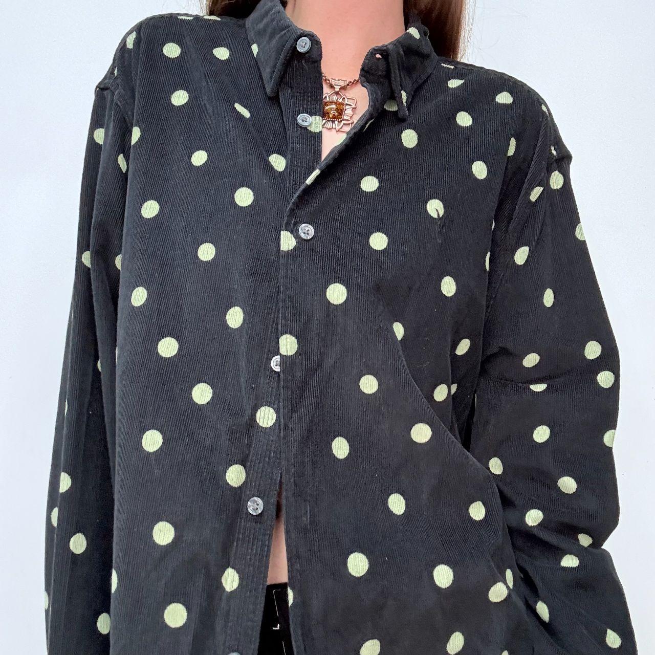 Black polkadot button up oversized shirt