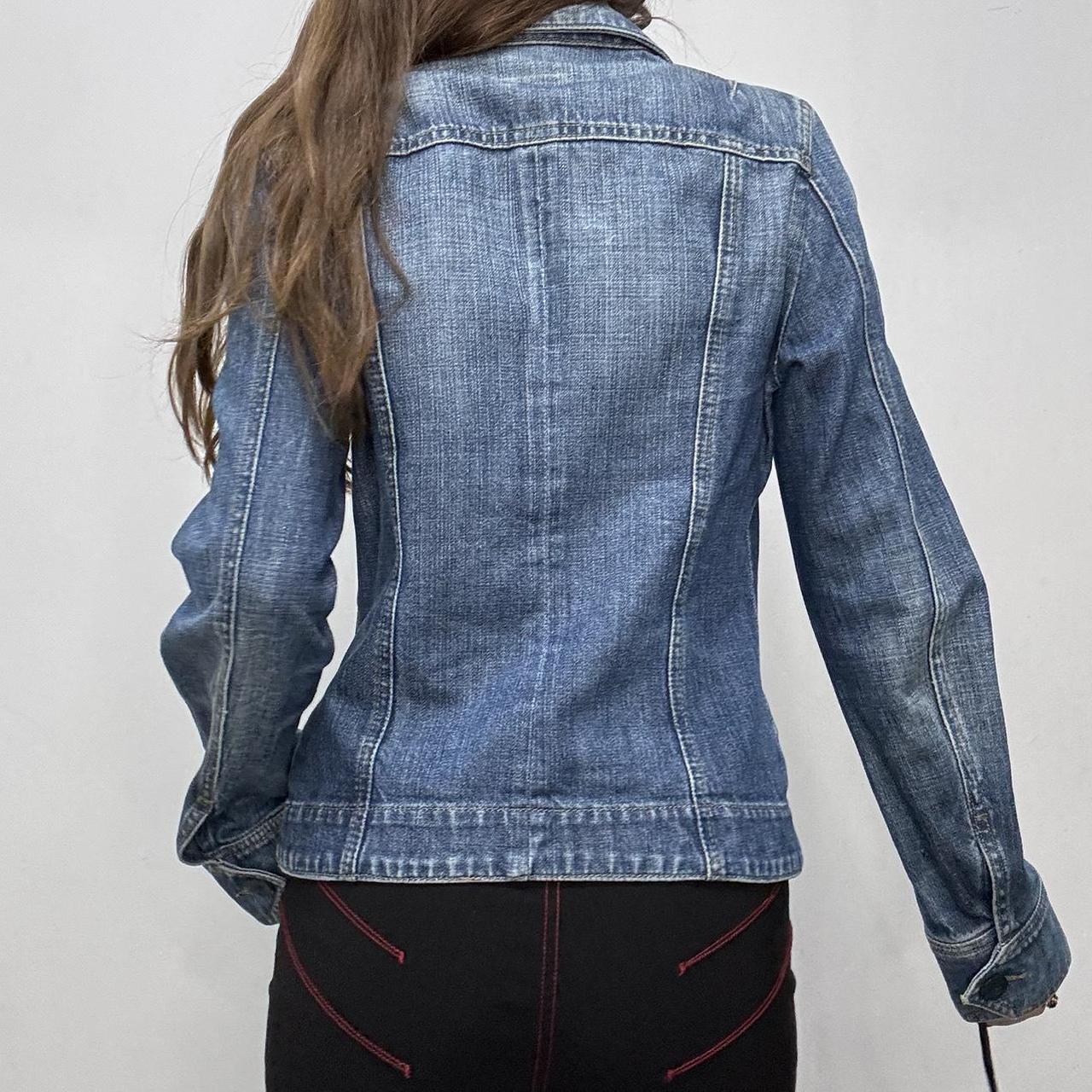 Distressed denim blazer jacket