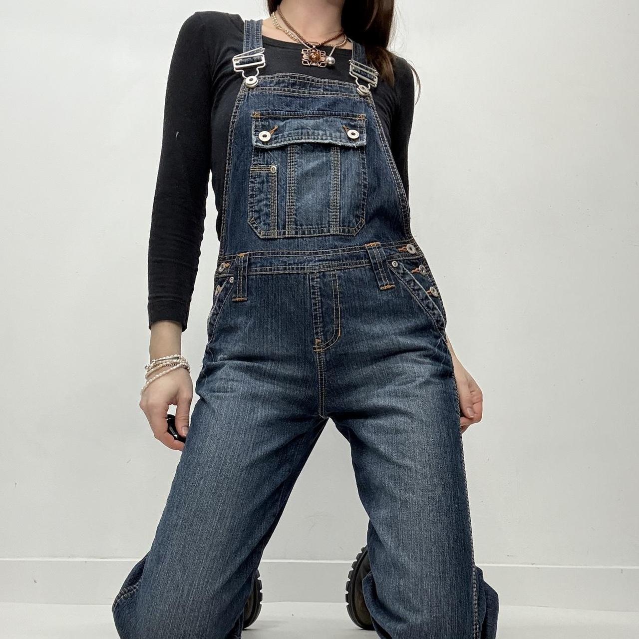 Denim wide leg dugarees