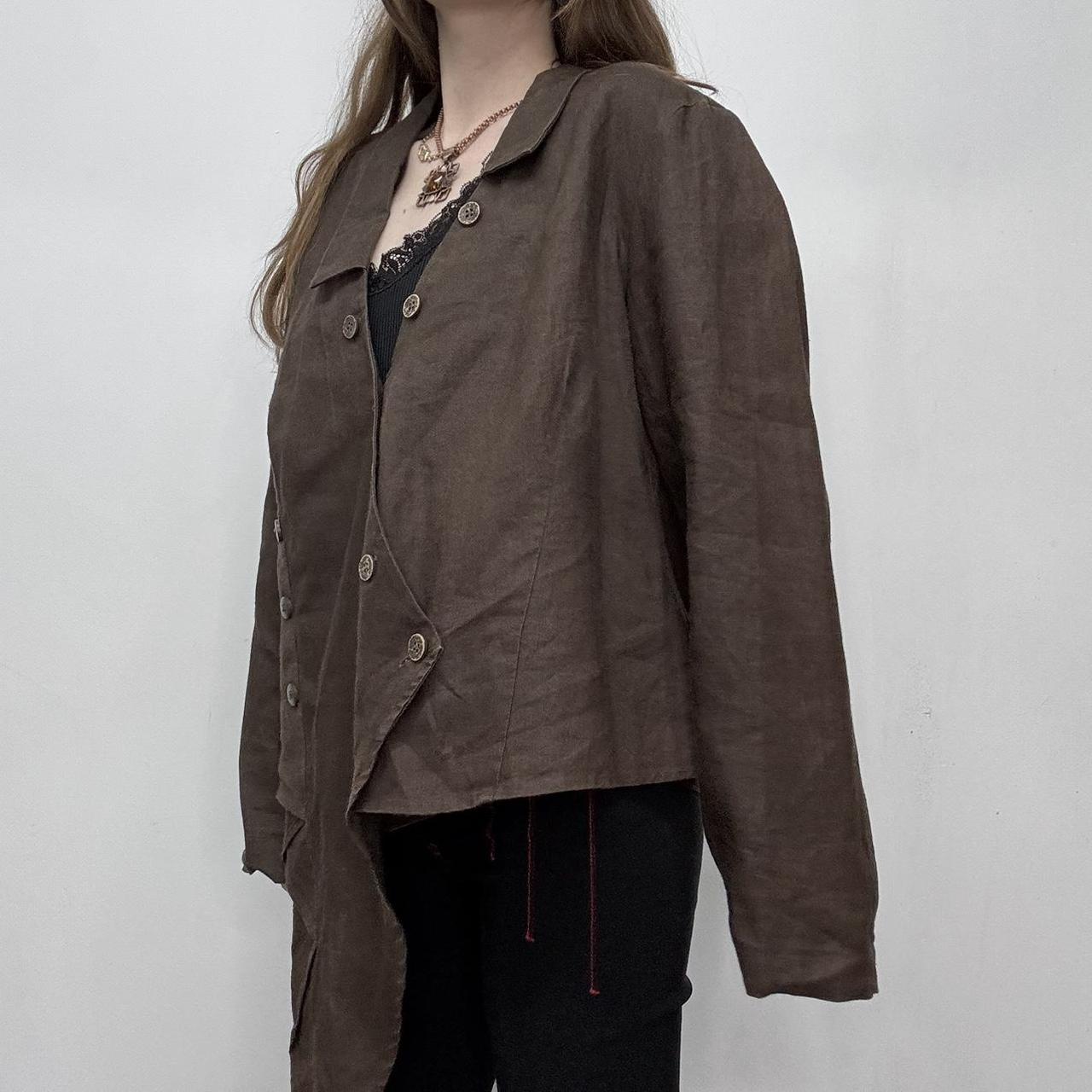 Brown asymmetric linen shirt