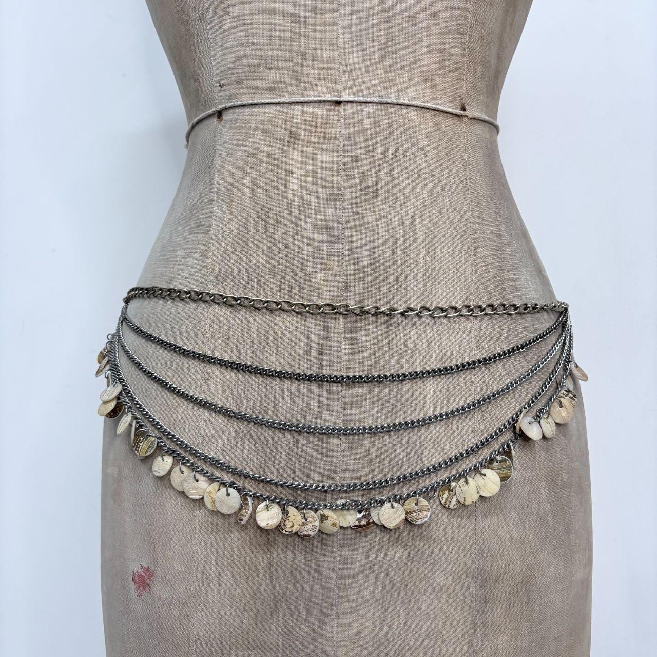 Draped silver coin cop copine waist chain