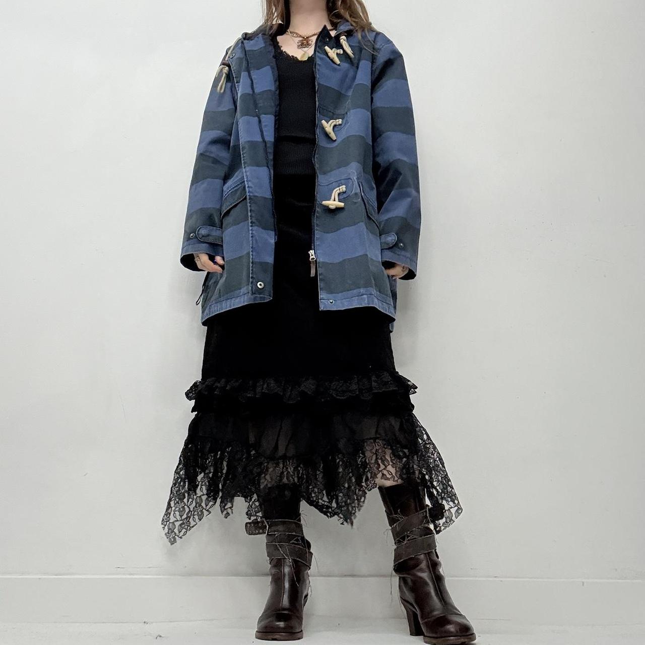 Navy striped waterproof pea coat