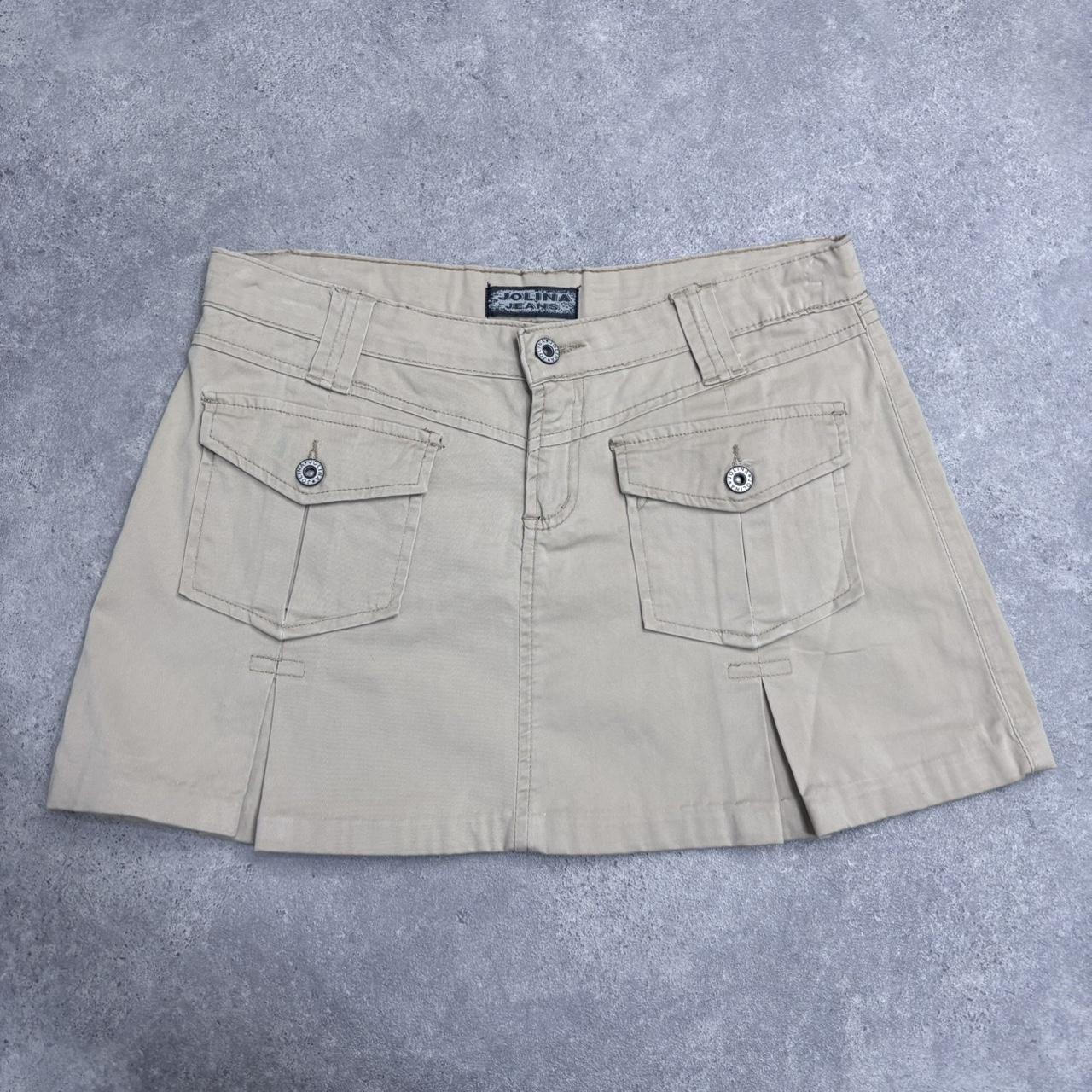 Tan utility mini cargo skirt