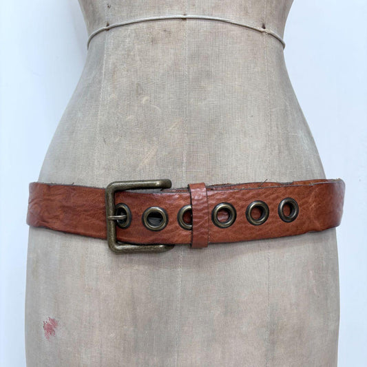 Brown chunky eyelet belt