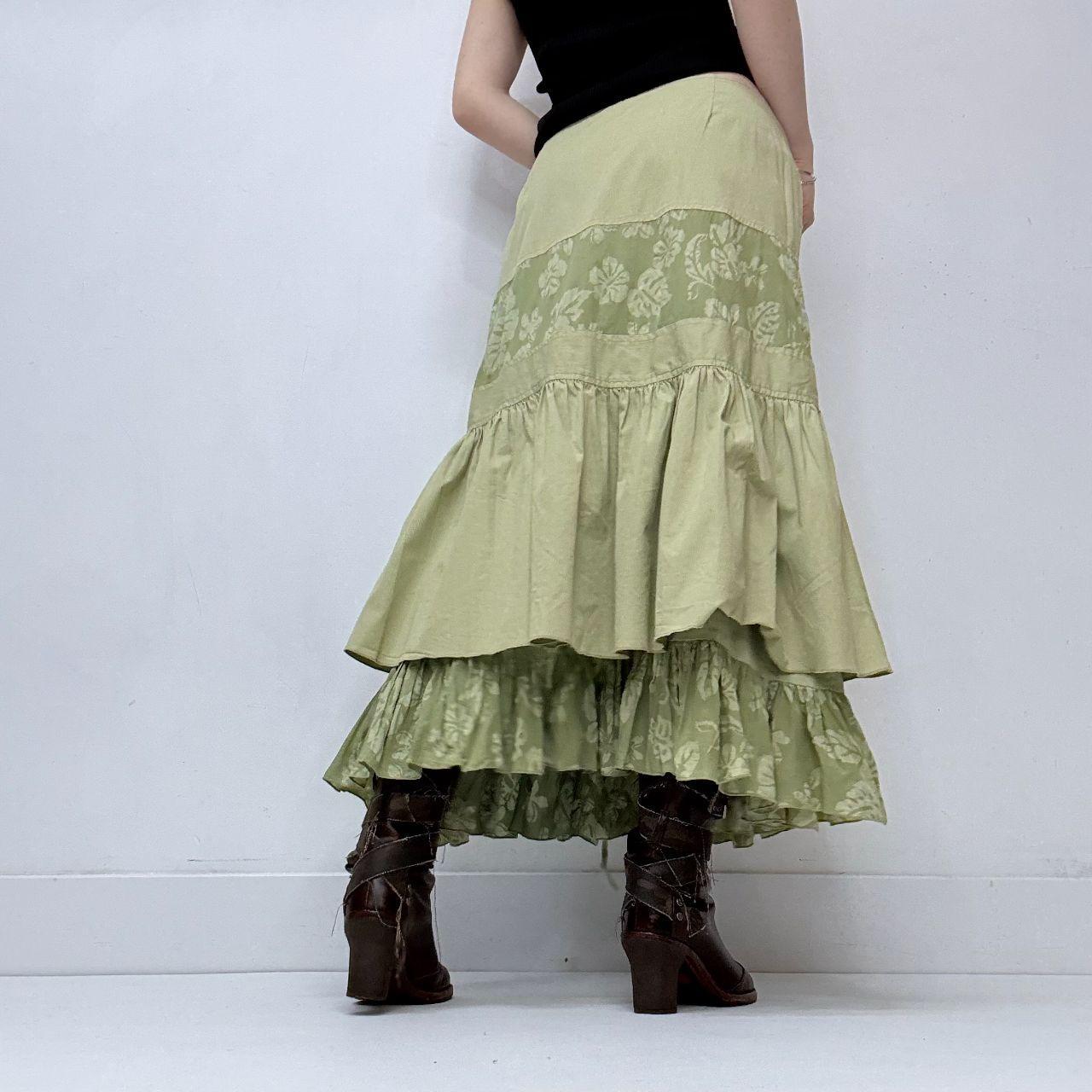 Green ruffle layered fairy skirt