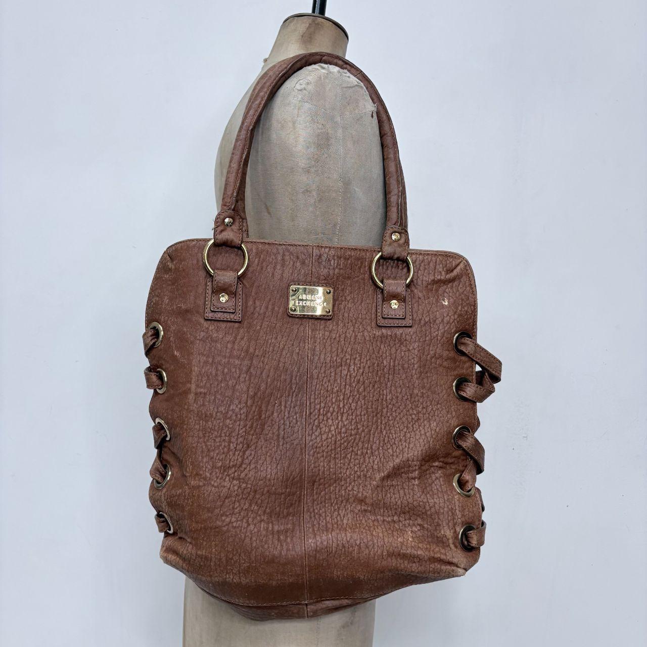 Brown woven leather bag