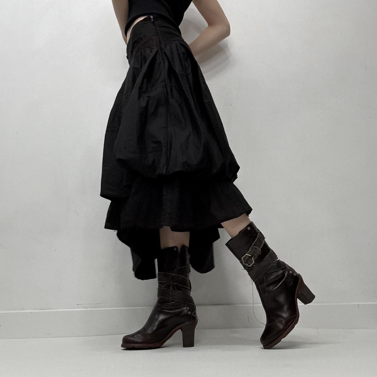 Black puff gathered grunge skirt