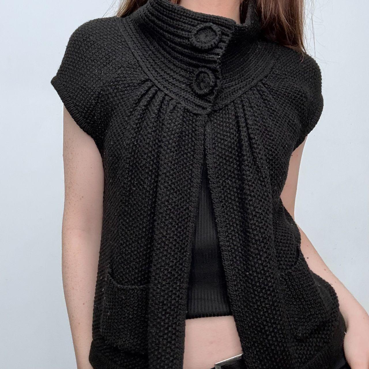 Black knit preppy pea coat cardigan