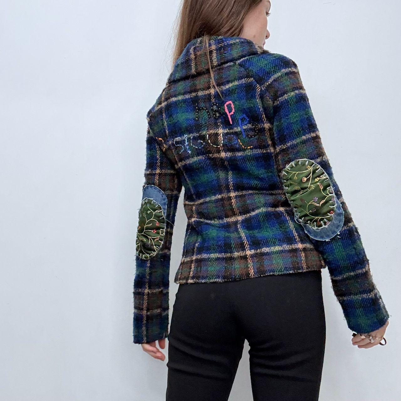 Tartan asymmetric flared jacket