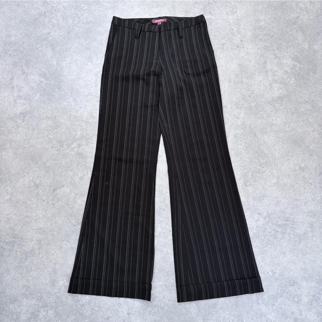 Black flared pinstripe trousers