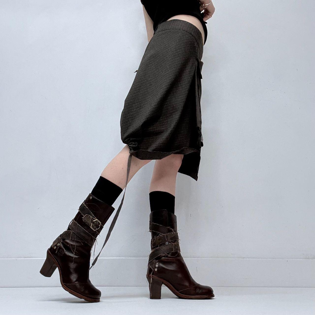 Asymmetric cop copine wrap grey skirt
