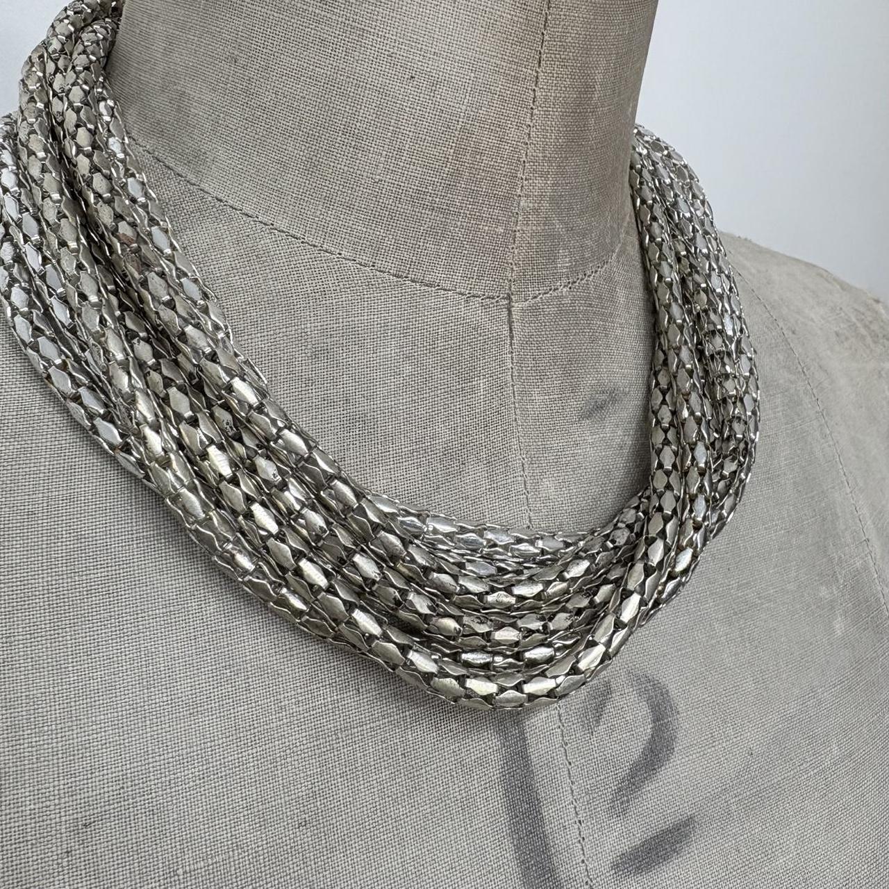 Layered silver chain necklace