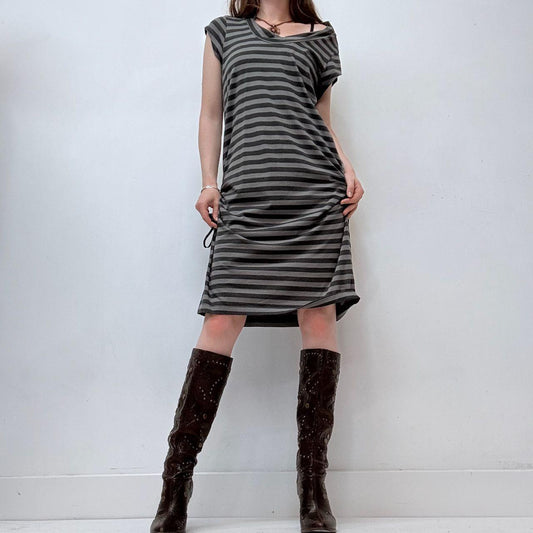 Striped slouchy off the shoulder dress