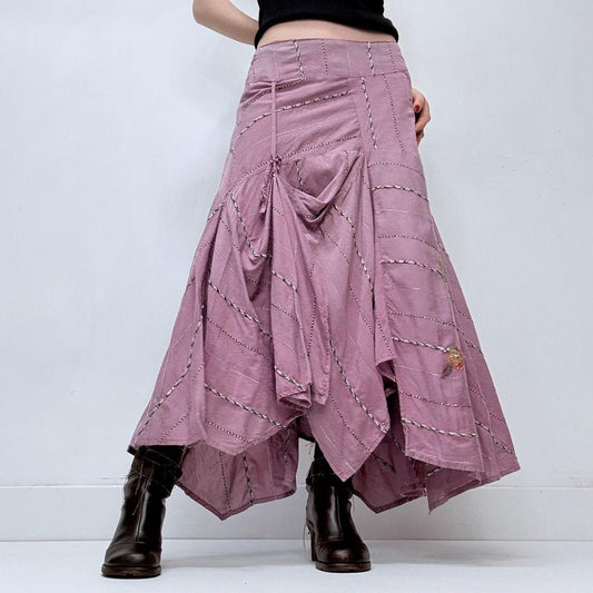 Pink layered drape fairy maxi skirt