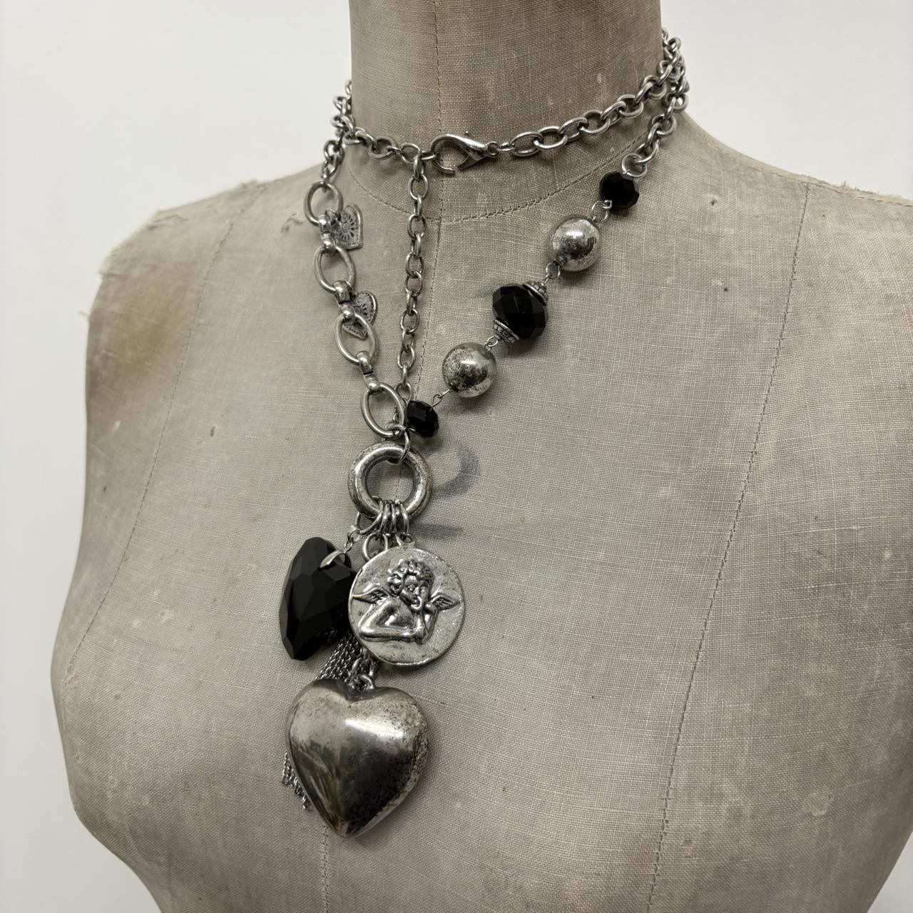 Silver metal heart waist chain belt