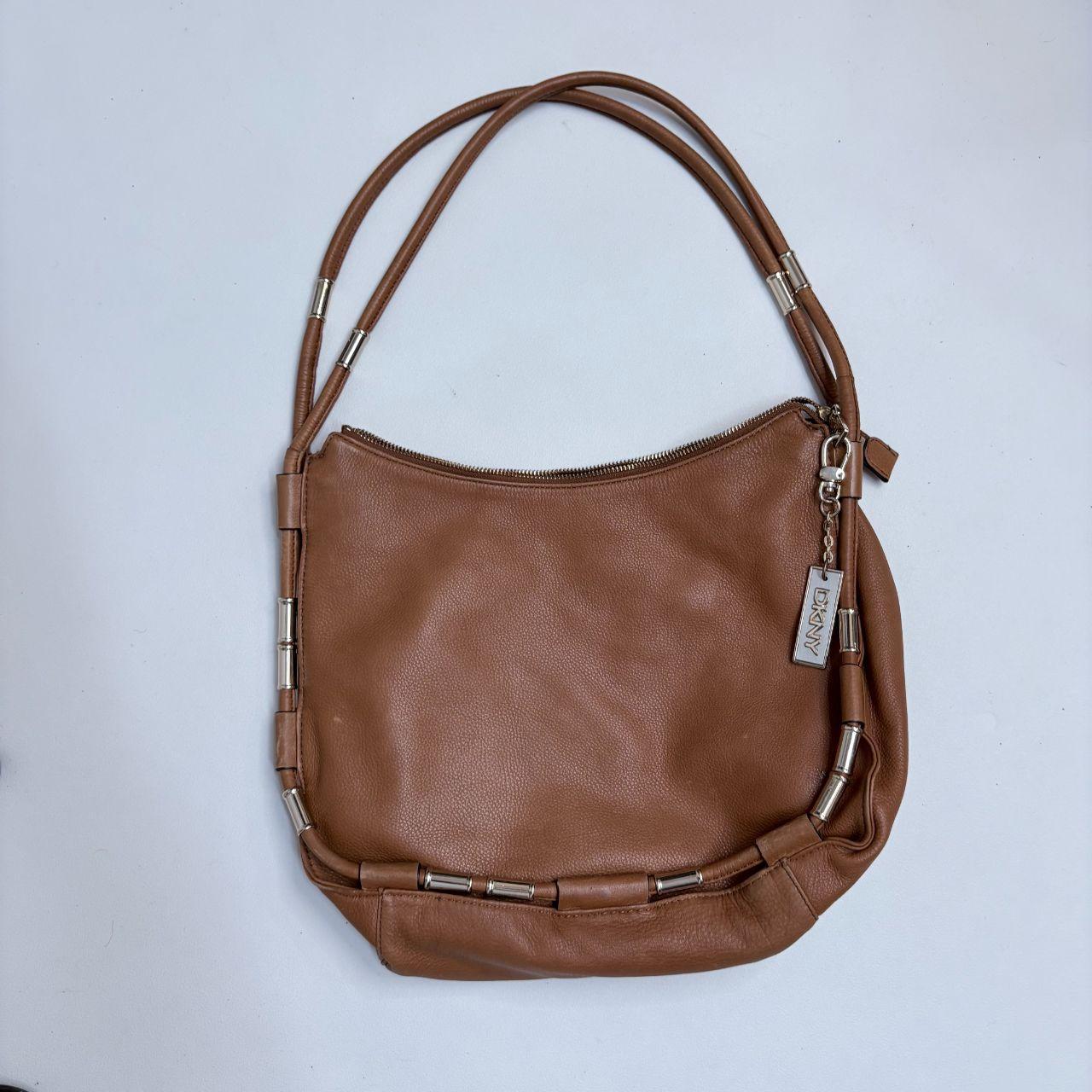 Tan leather slouchy chain bag