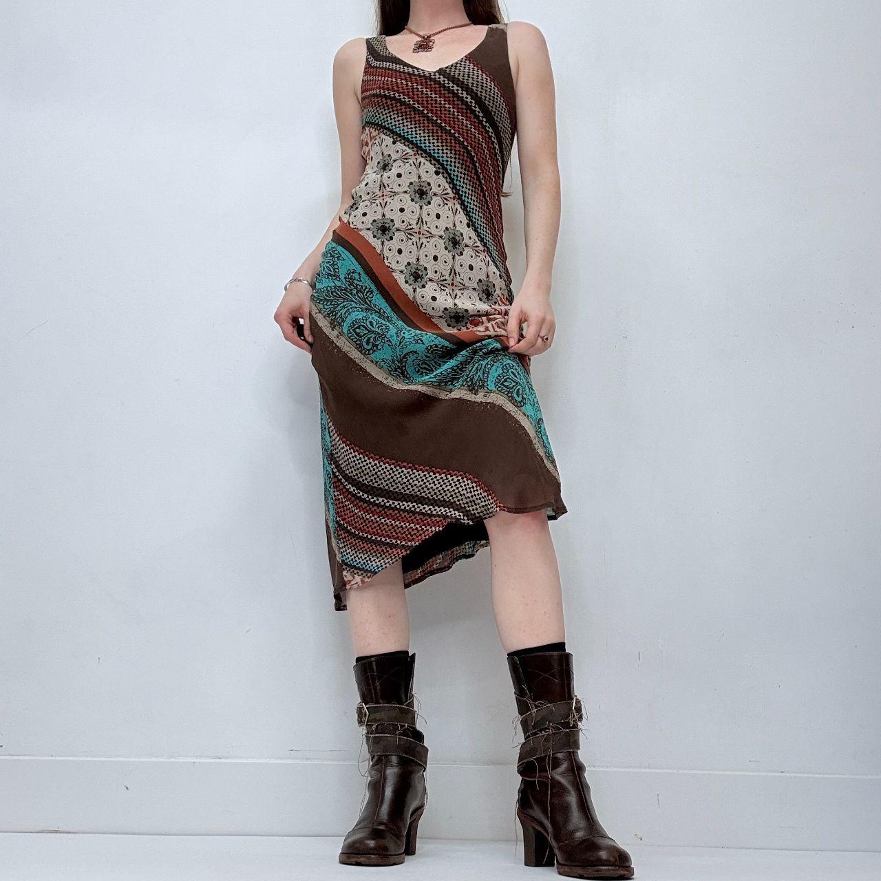 Bias-cut striped patterned summer dress