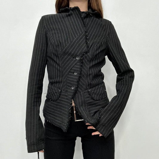 Pinstripe asymmetric fitted jacket
