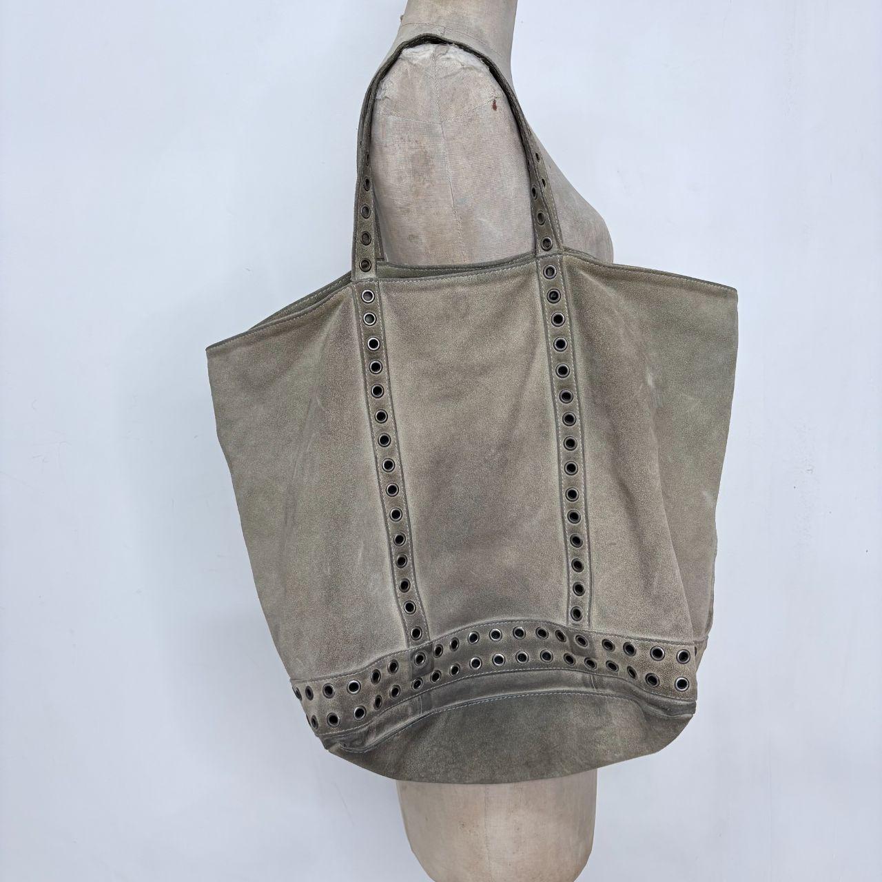 Khaki suede eyelet bag