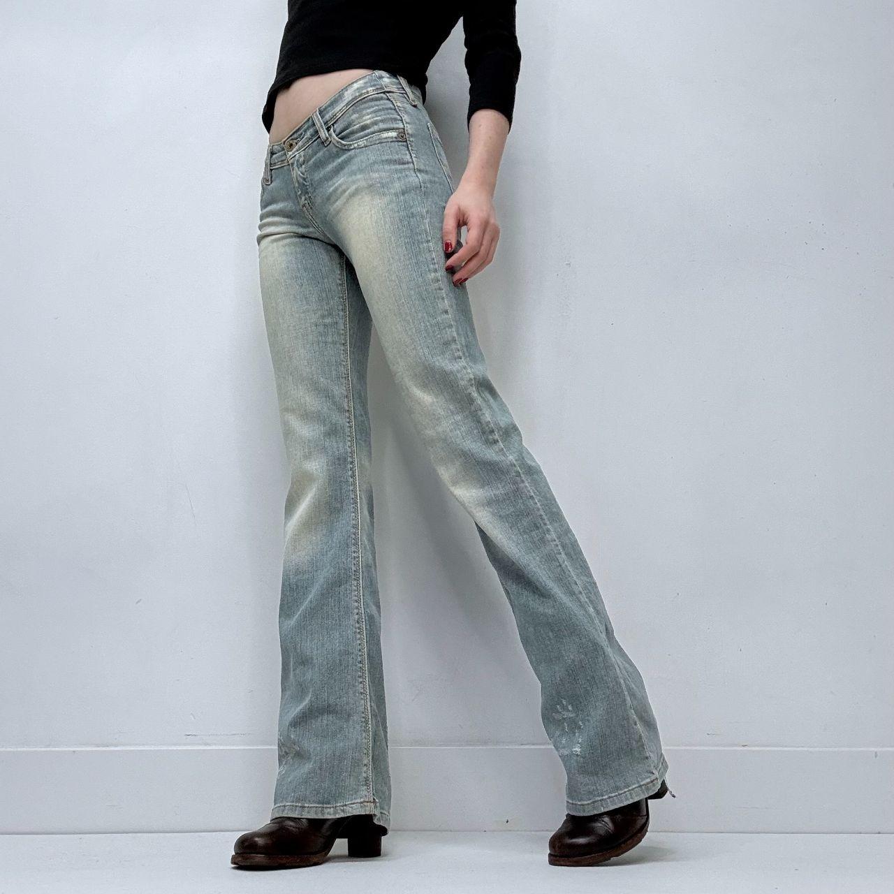 Distressed flared levi's jeans
