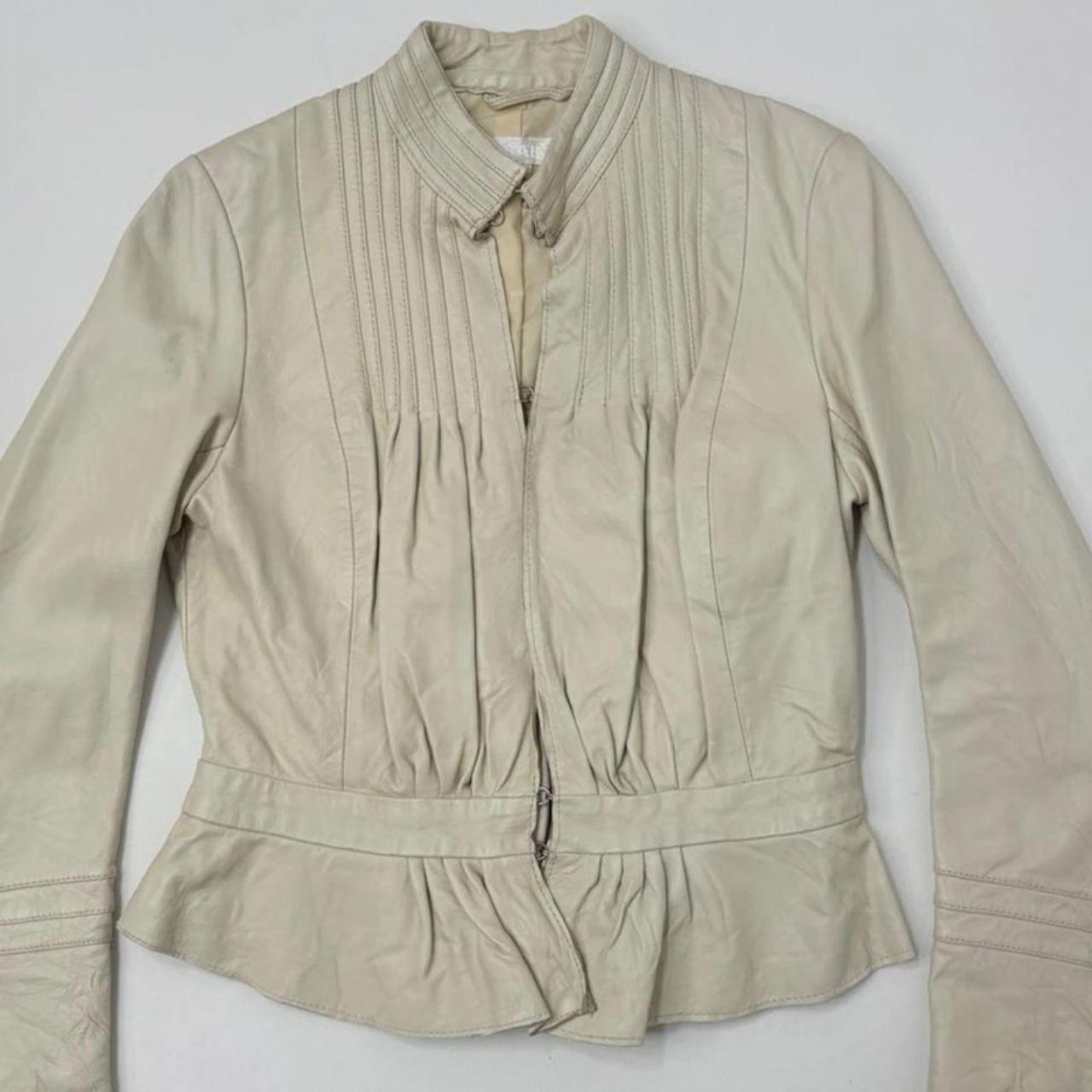 Cream pleated gathered jacket