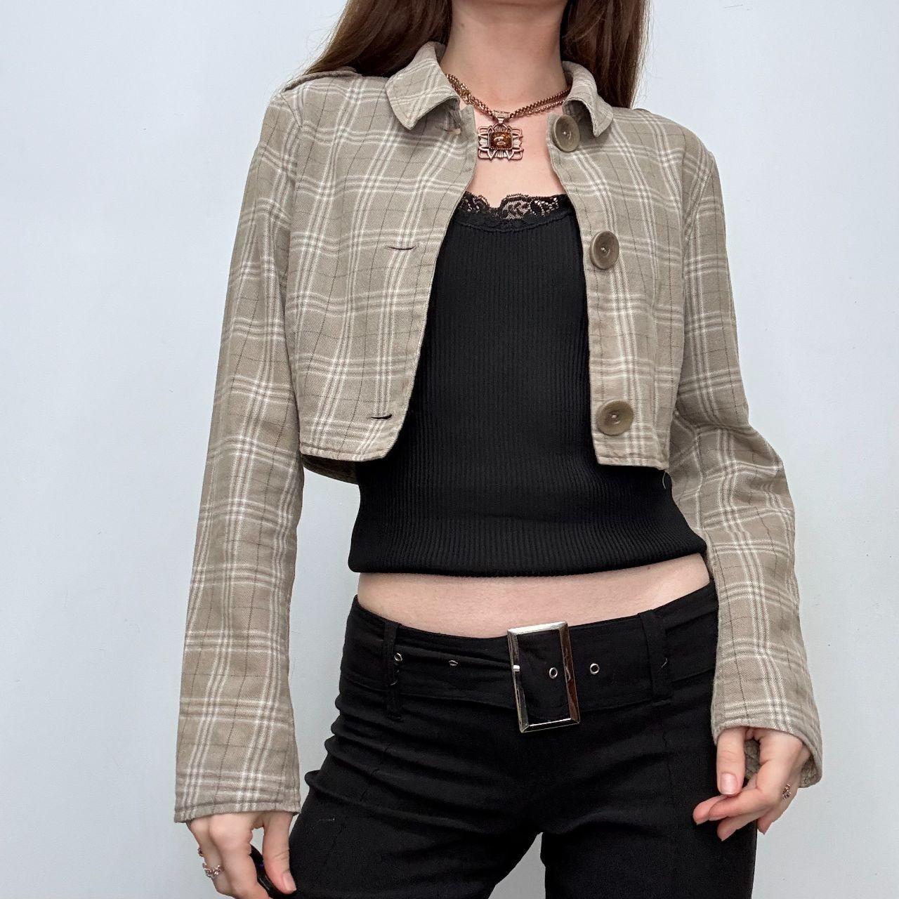 Cropped tartan check jacket