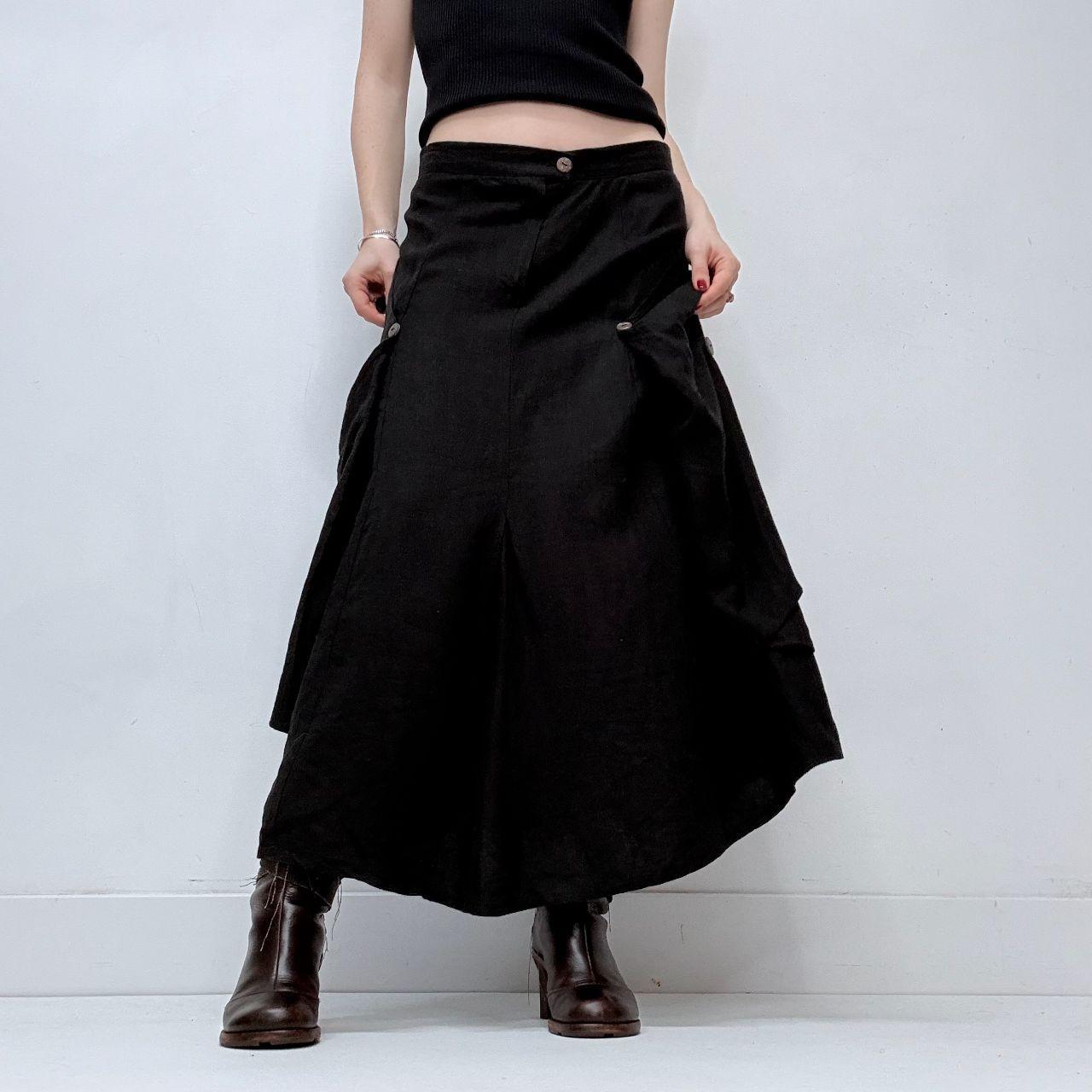 Draped flared maxi skirt