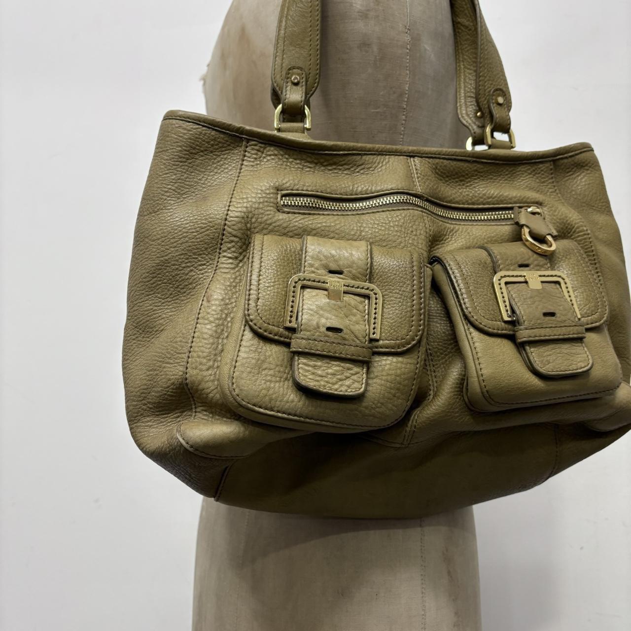Khaki leather slouchy shoulder bag