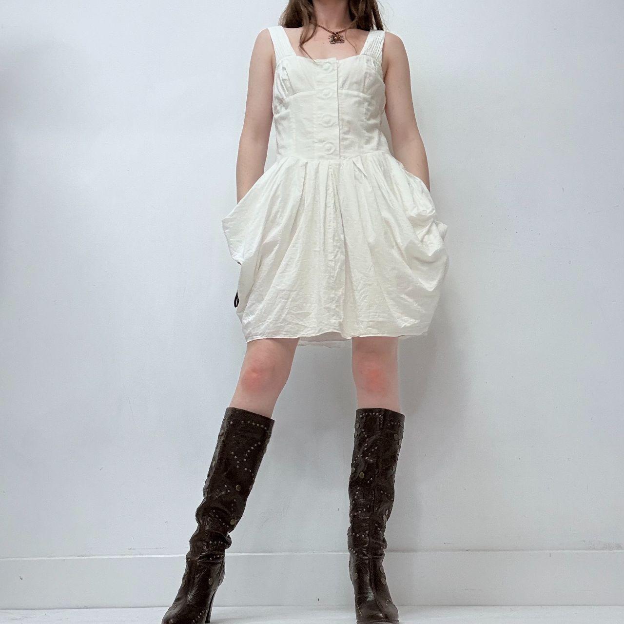 White puff gathered draped allsaints dress
