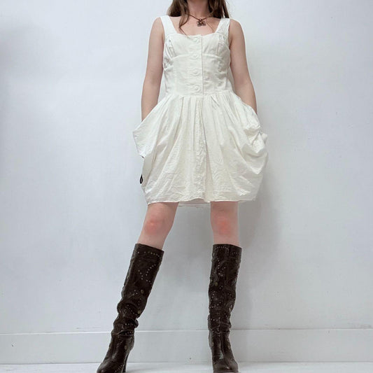 White puff gathered draped allsaints dress