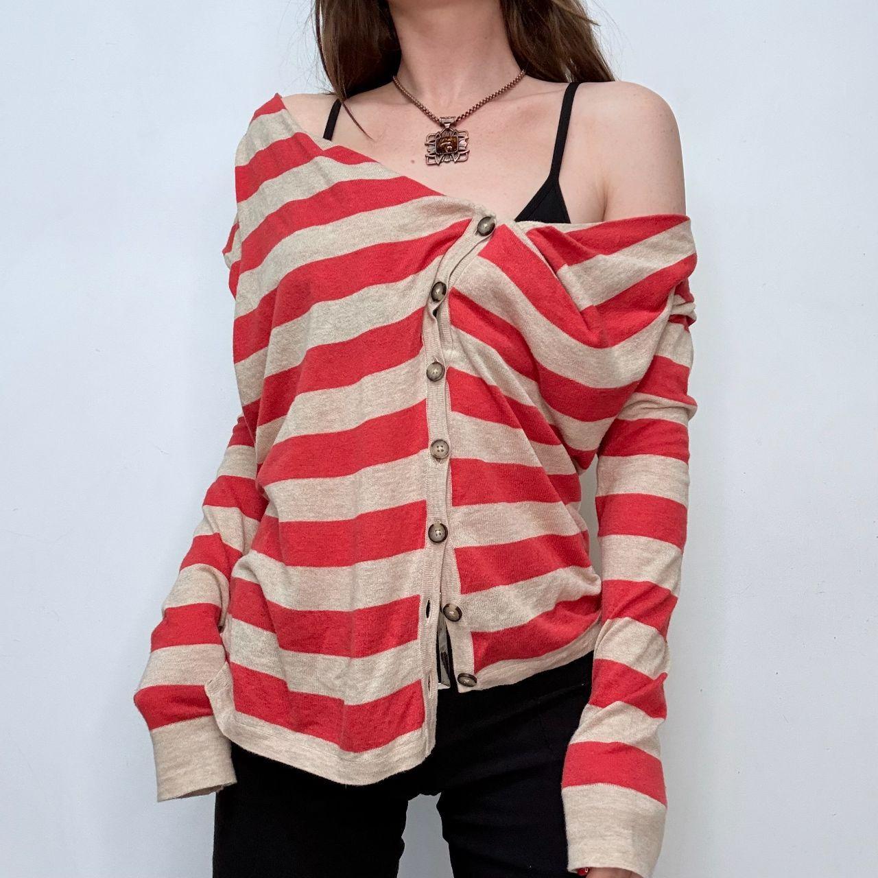 Slouchy asymmetric striped knitted allsaints jumper