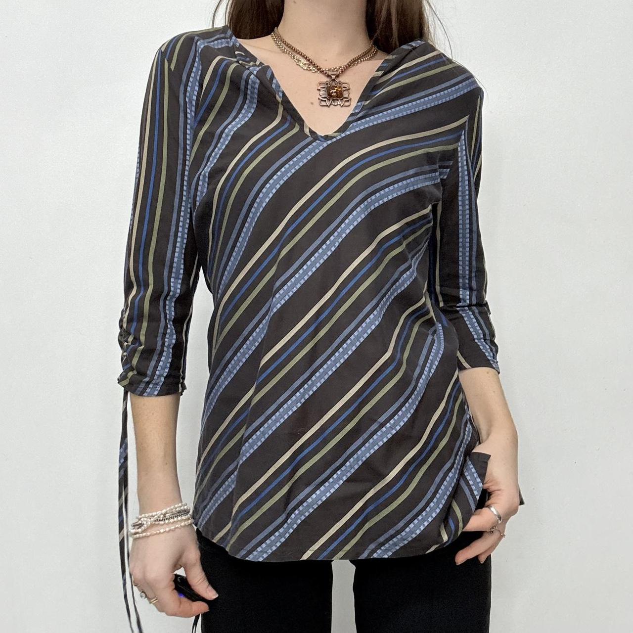 Striped flared puff sleeve shirt