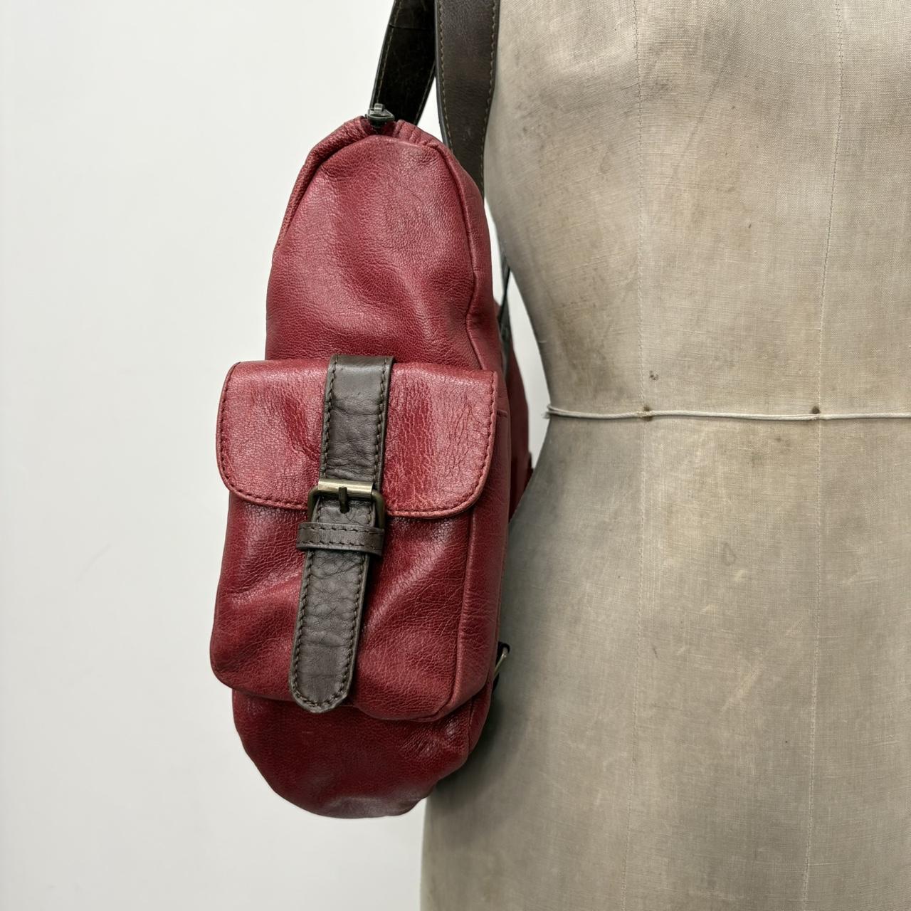 Red leather shoulder bag