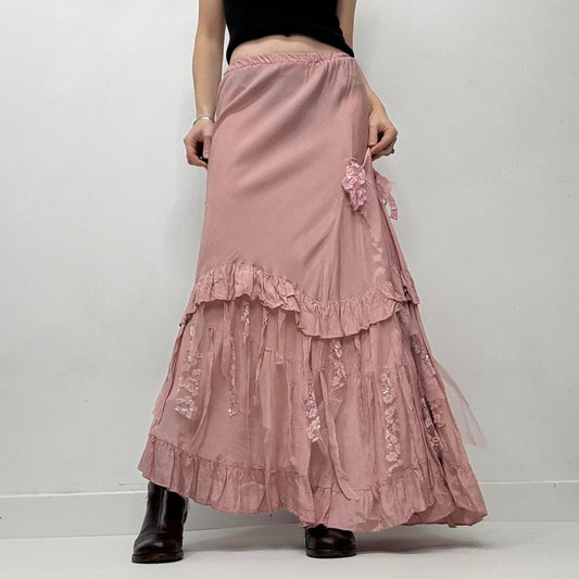 Sheer pink ruffle layered fairy skirt