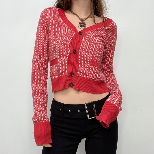Red cropped slouchy diesel cardigan