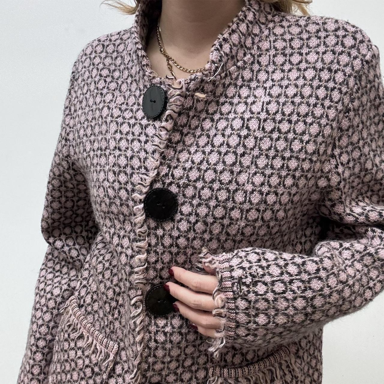 Pink patterned wool cardi peacoat