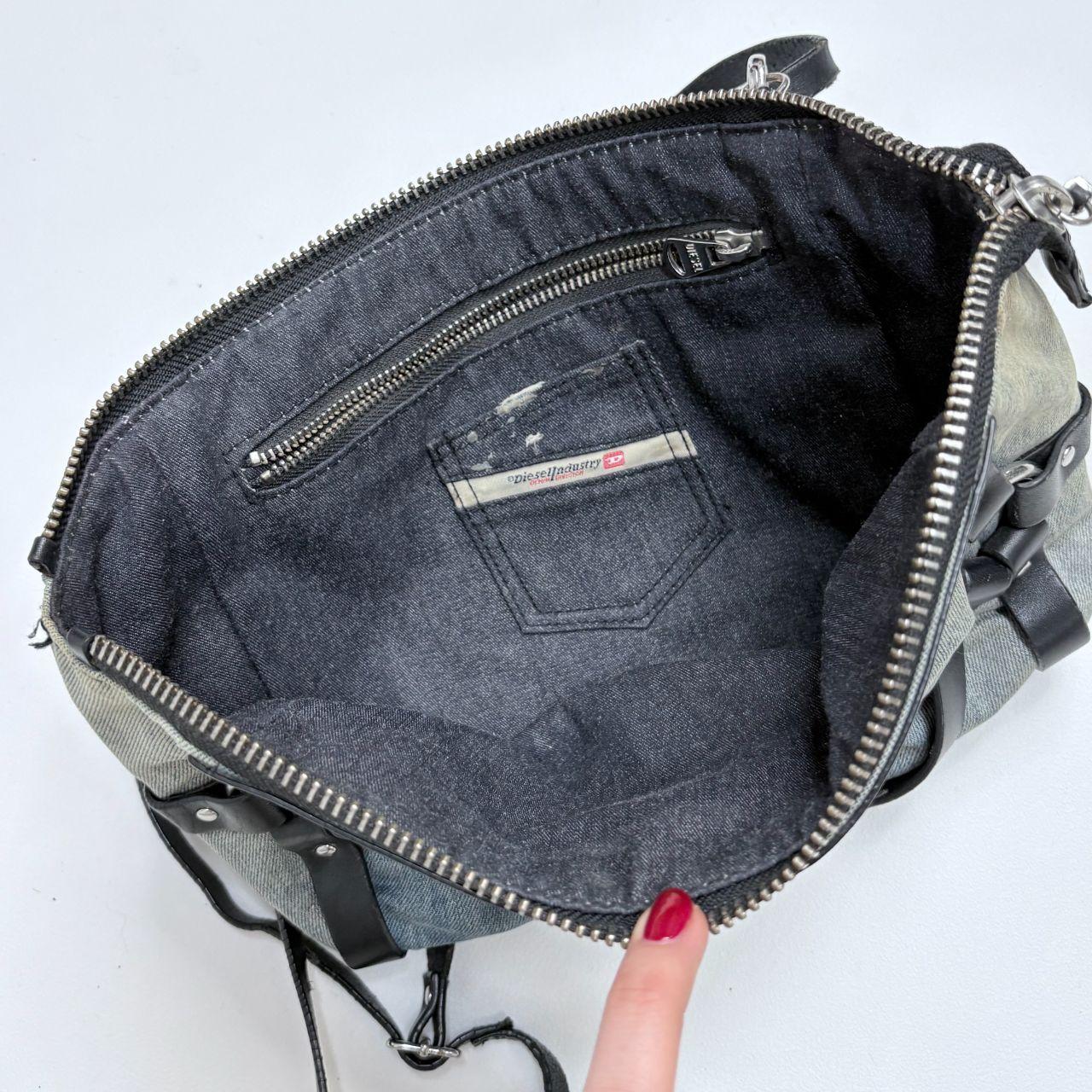 Denim Diesel black studded harness bag