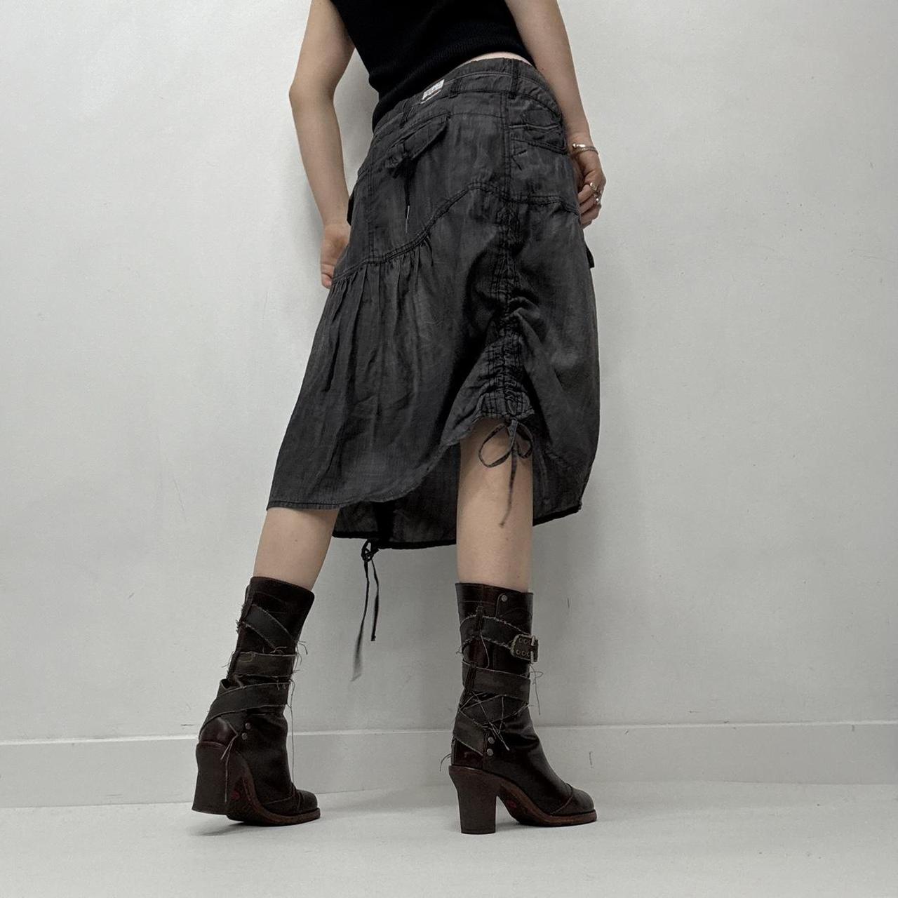 Ditressed denim utility grunge skirt