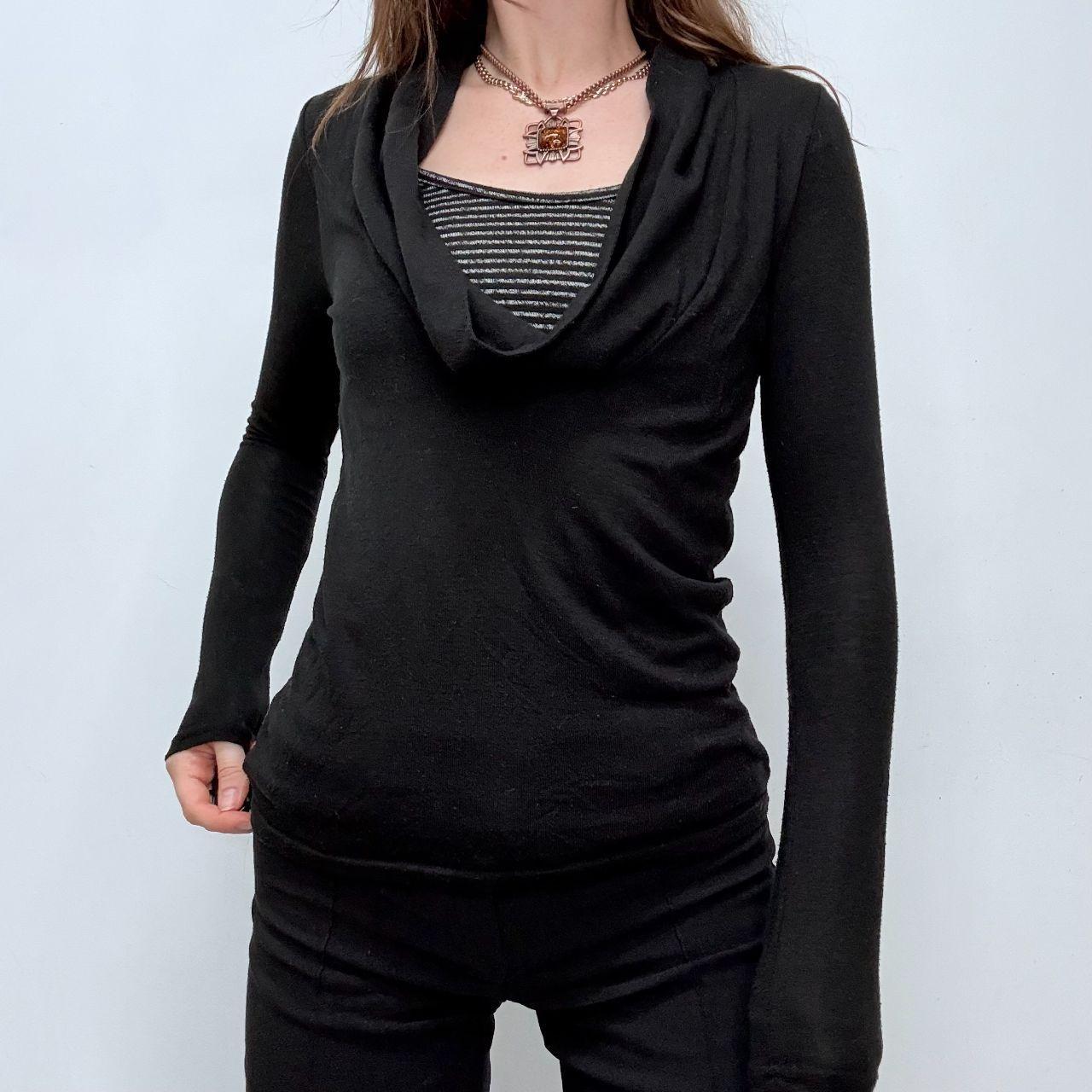 Black slouchy cowl neck t-shirt