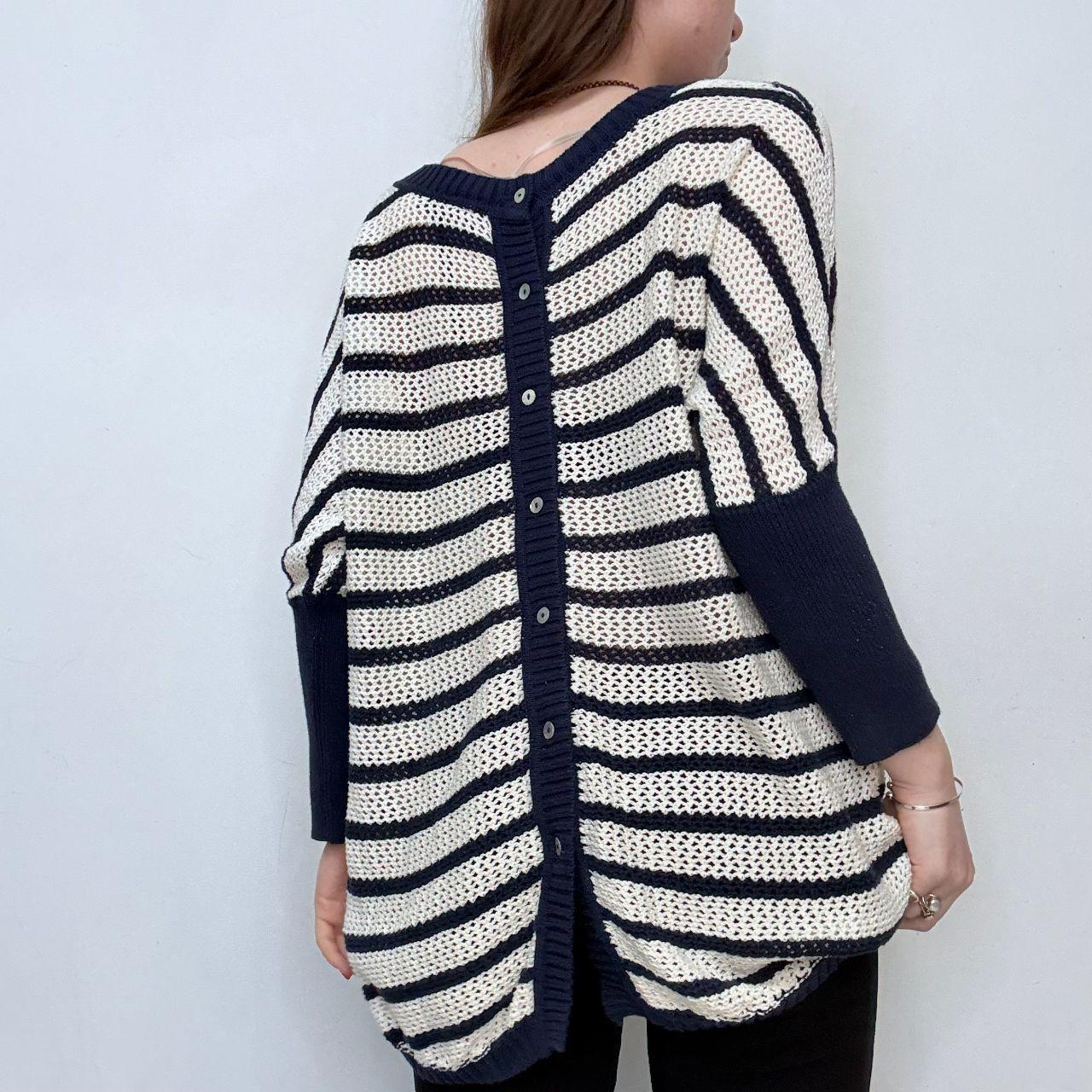 Sheer knit slouchy striped jumper