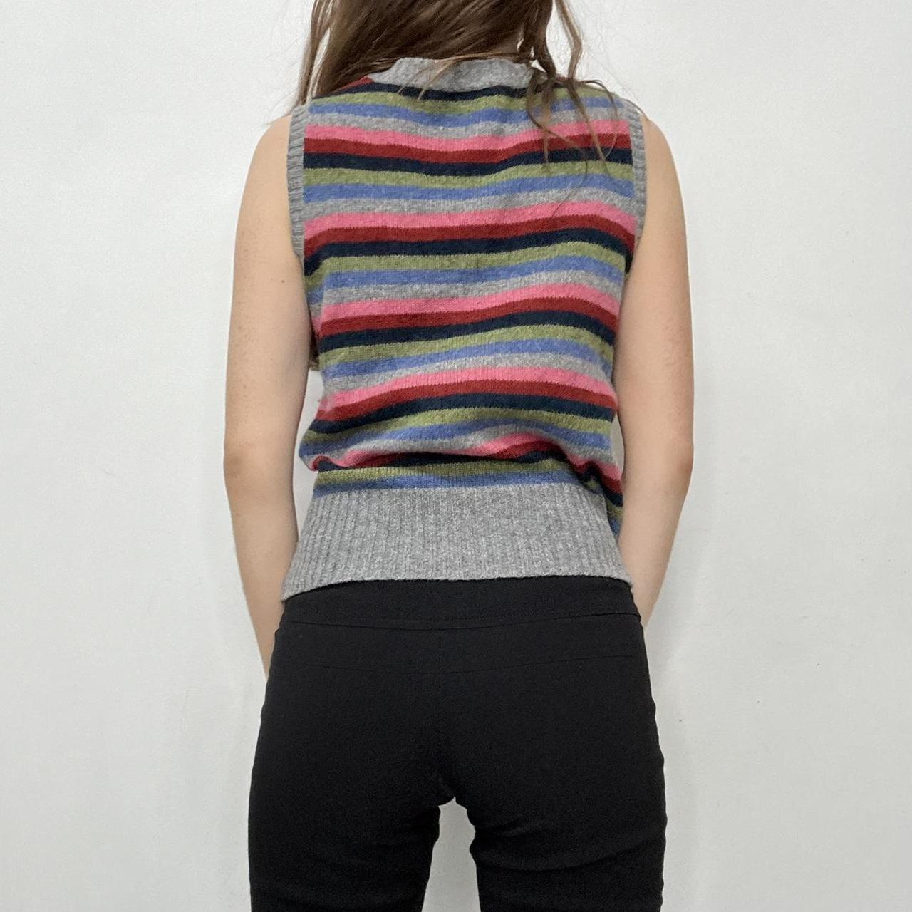 Grey striped wool knit vest