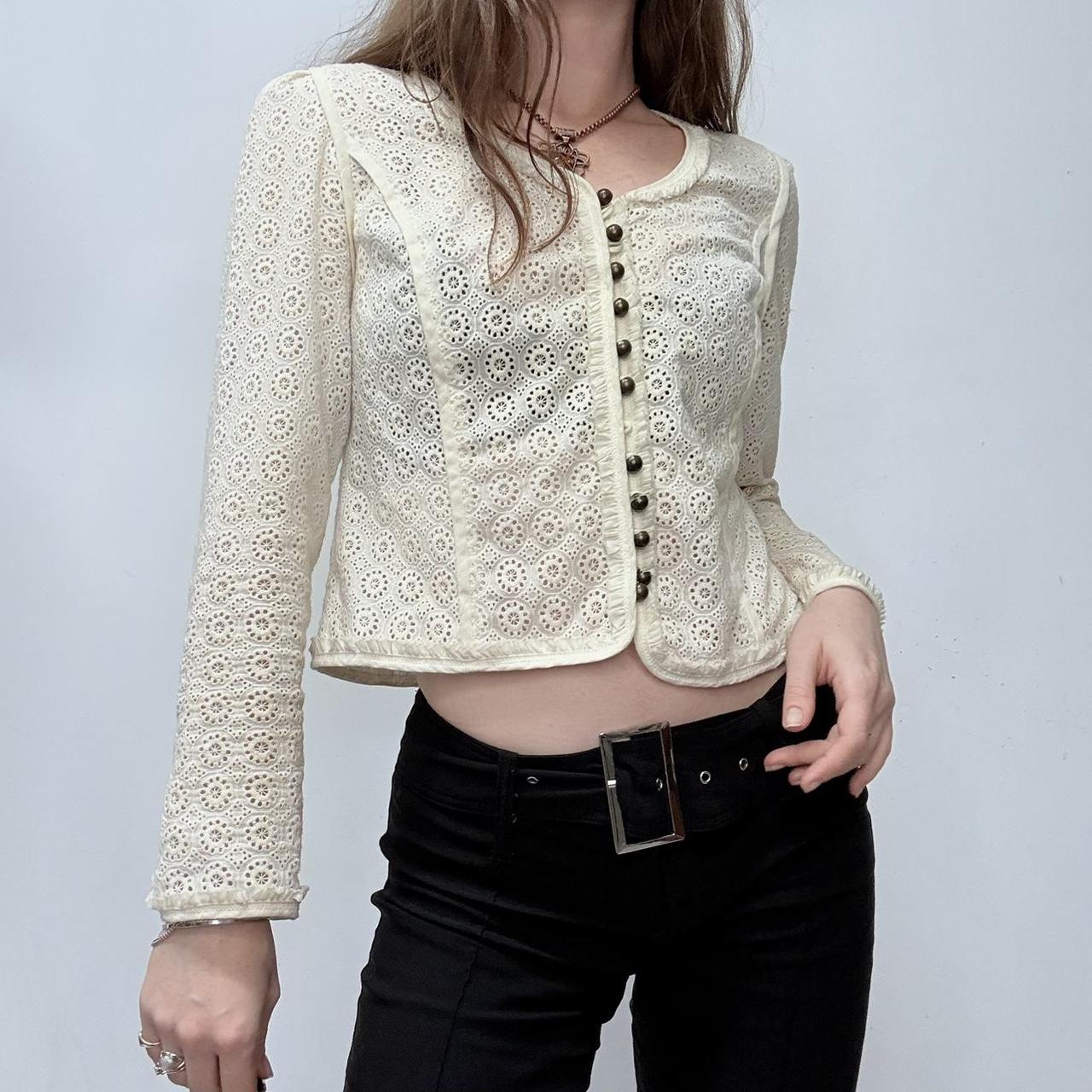 Cream embroidered regency blouse