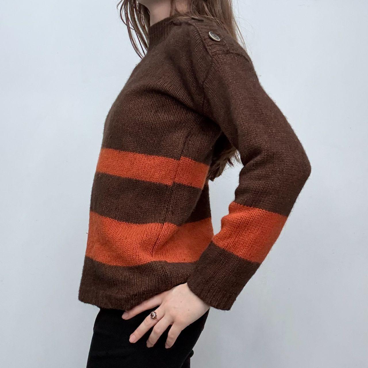 Brown cashmere stripe knit jumper
