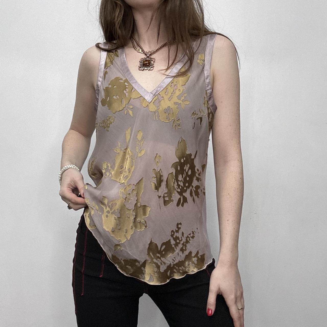 Sheer silk embossed vest