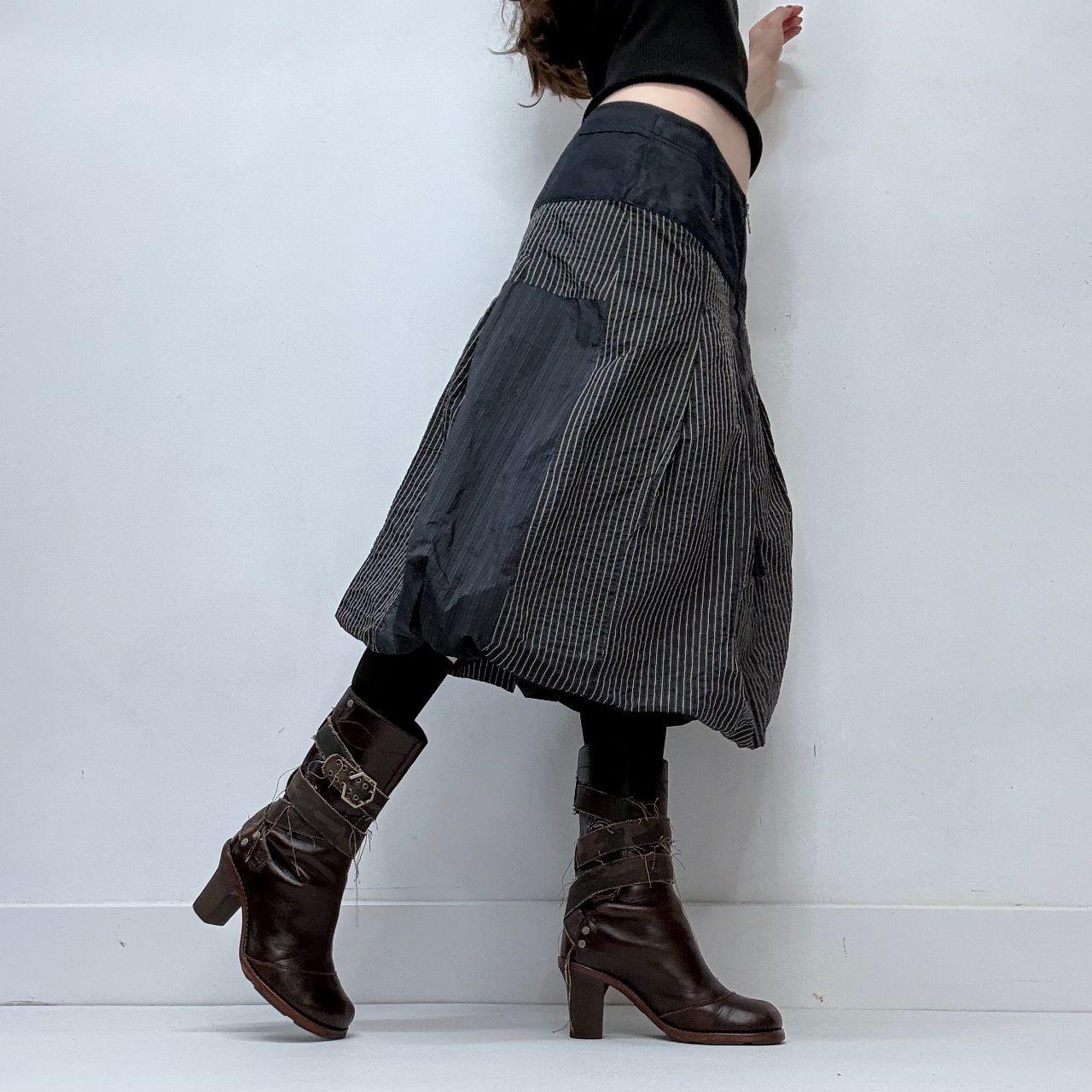 Pinstripe puff grunge midi skirt