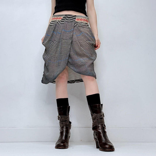 Pinstripe checked puff skirt