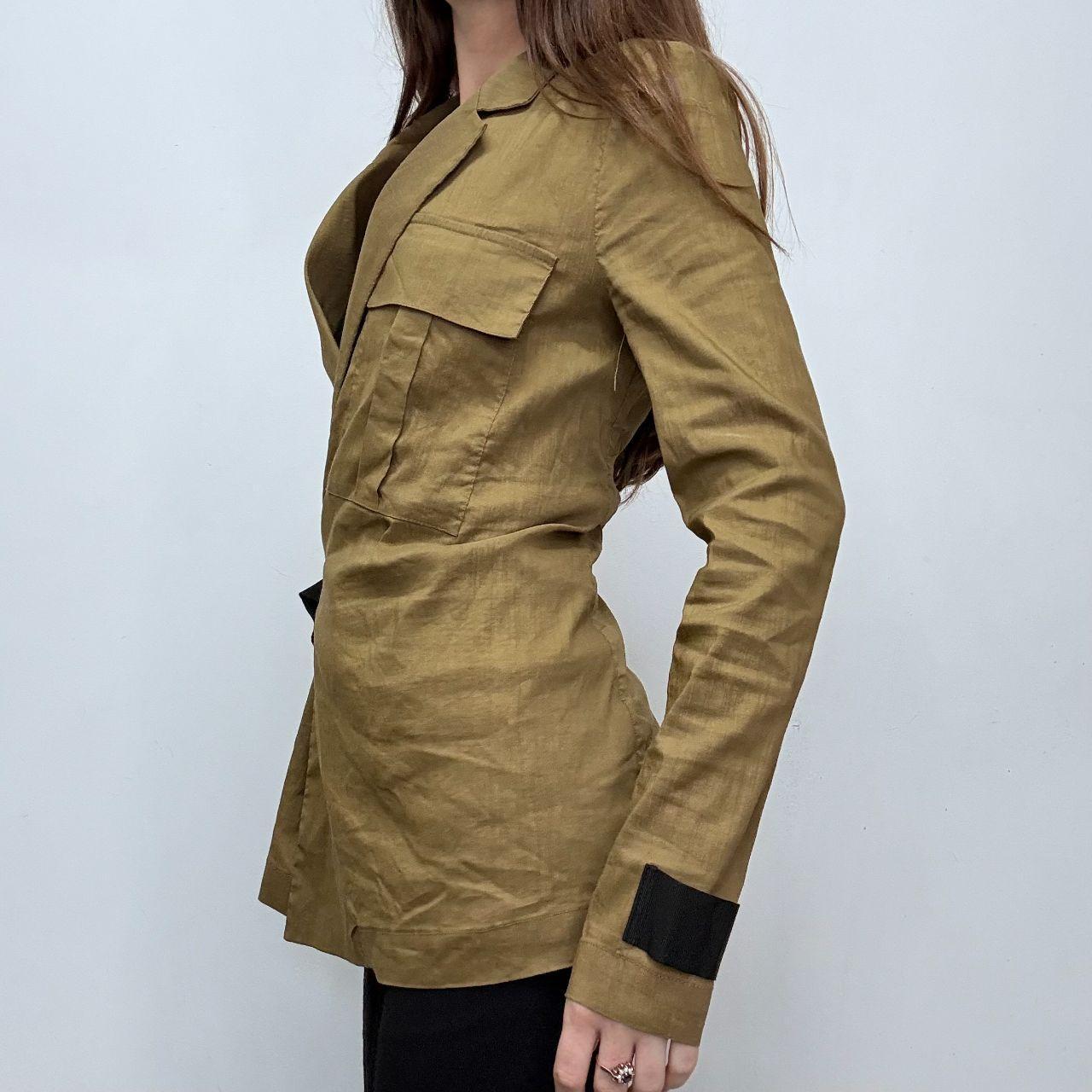 Tan asymmetric buckle shirt