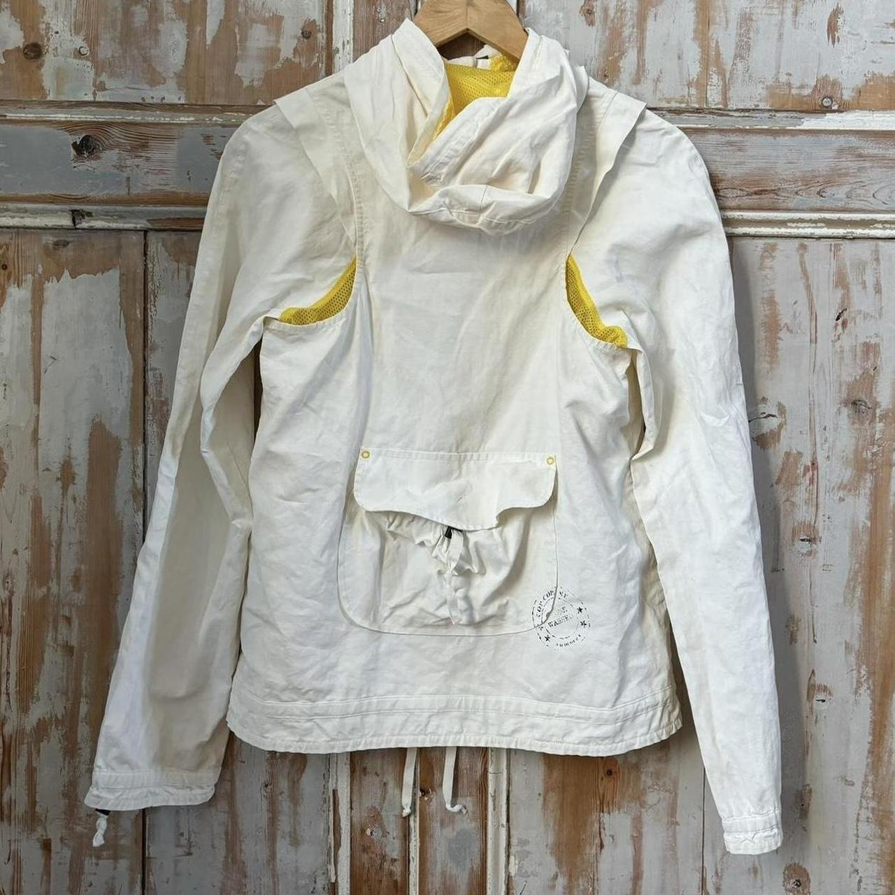 White canvas linen cargo utility jacket