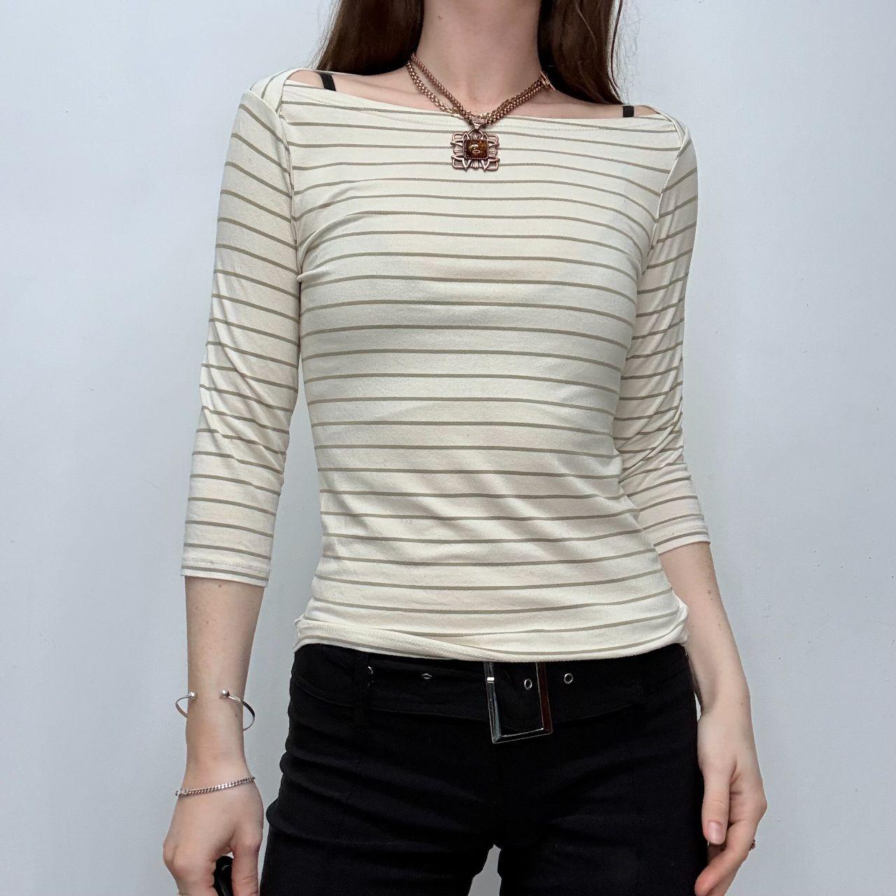 Cop Copine french pinstripe wide neck t-shirt