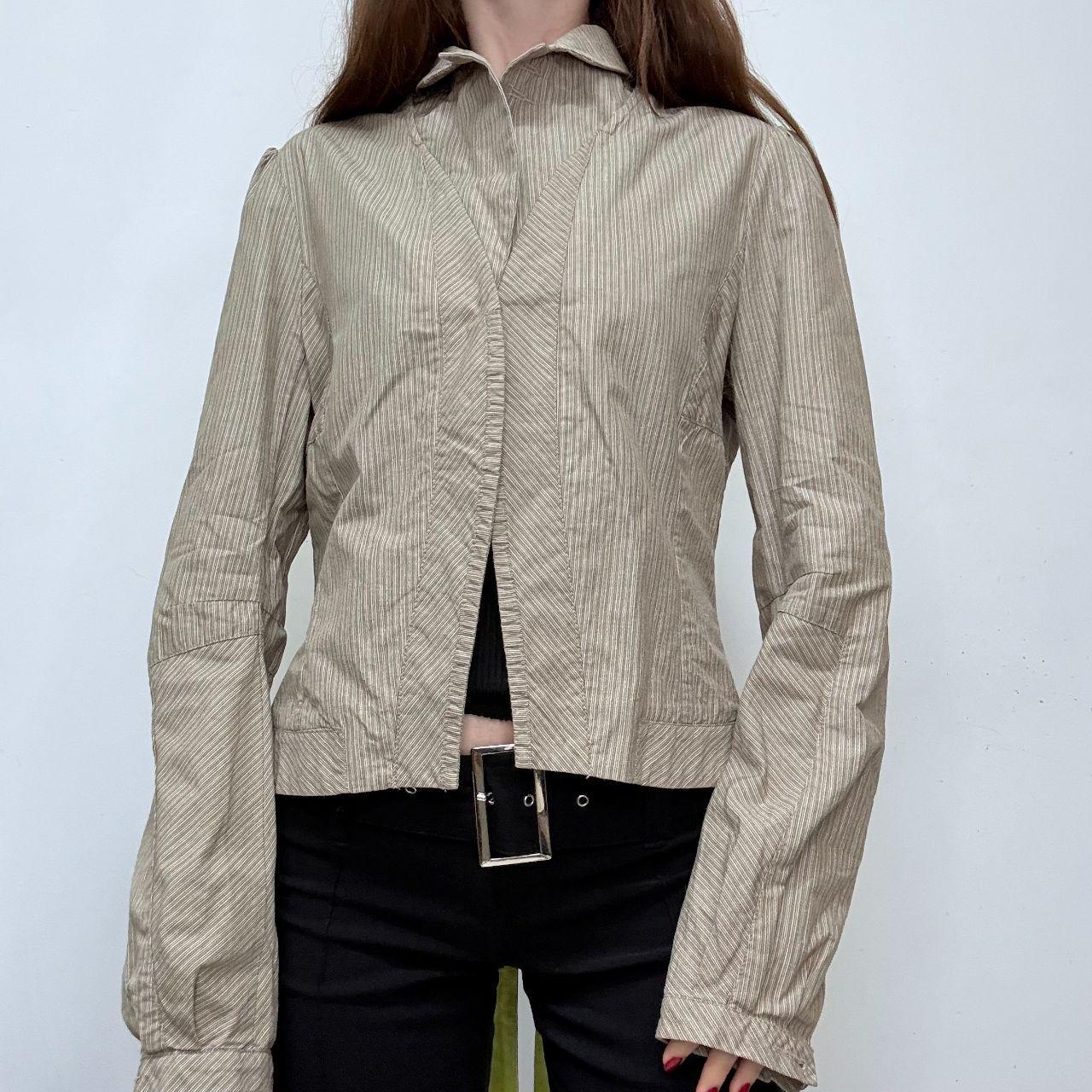 Flared pinstripe archival puff shirt